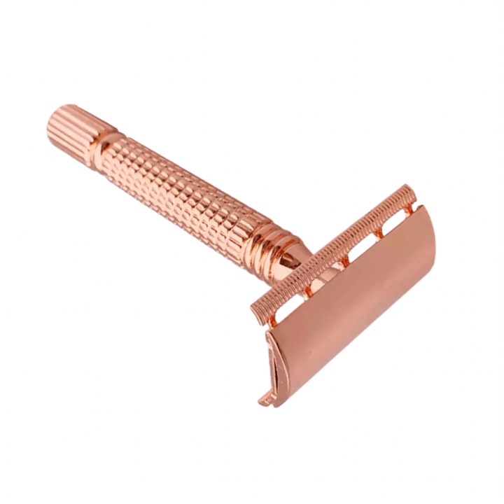 Rasierset - klassischer Rasierer Roségold + 10 Rasierklingen