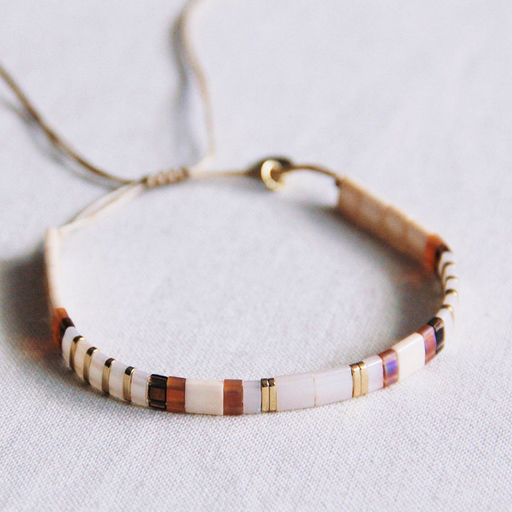 Armband - Miyuki-Perlen - TILABEAD Design - Taupe/Nude/Gold