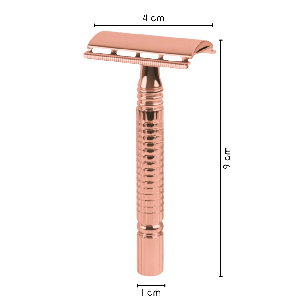 Rasierset - klassischer Rasierer Roségold + 10 Rasierklingen