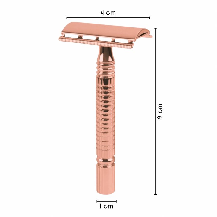 Rasierset - klassischer Rasierer Roségold + 10 Rasierklingen