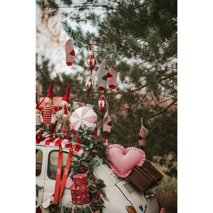 CANDY Patchwork-Kissen / Rot kariert