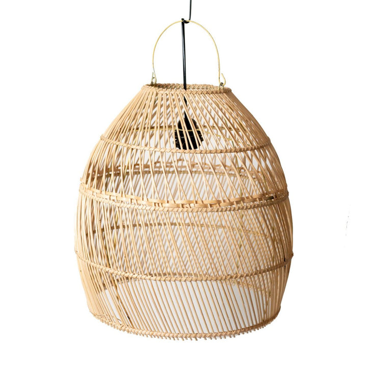 Rattan Lampenschirm SEMINYAK – Boho-Pendelleuchte aus handgewebtem Naturmaterial