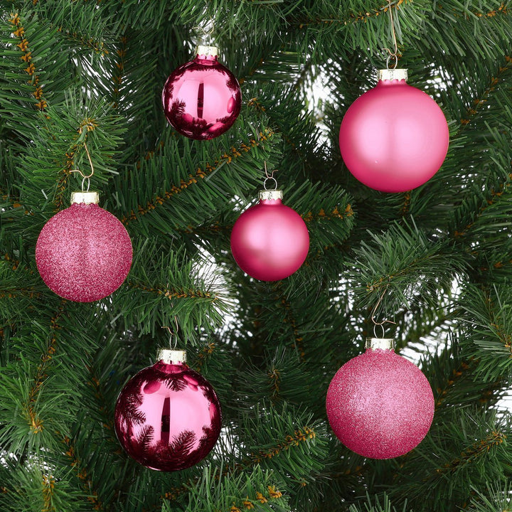 Weihnachtskugeln Set - 26 Stück - Ø7 cm - Glas - Pink