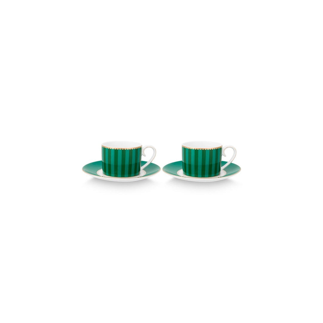 Espressotassen 2er-Set LOVE BIRDS MEDALLION Stripes GREEN