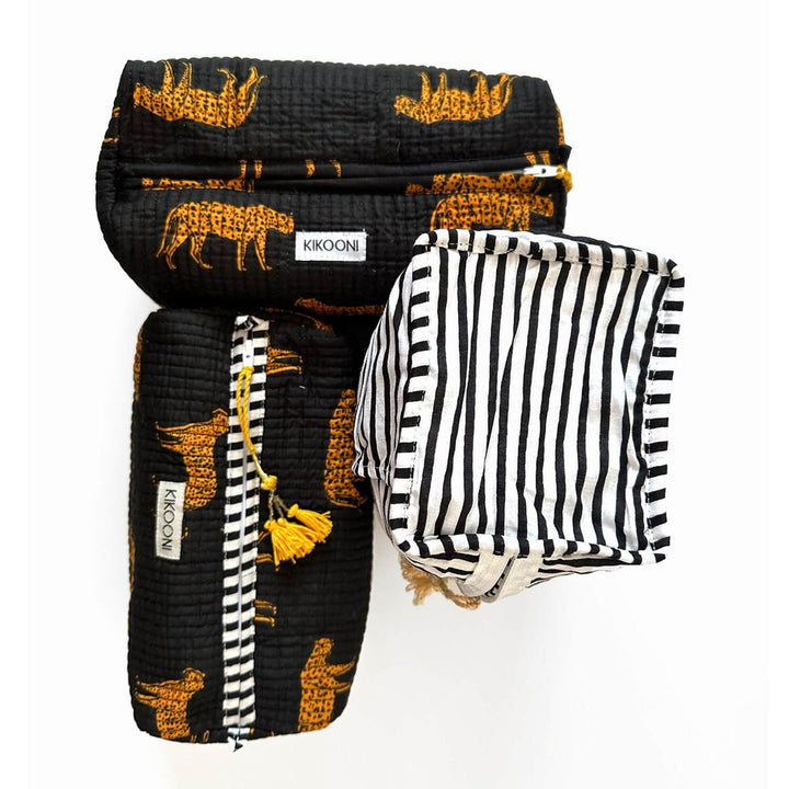 handgemachte Kosmetiktasche "Black Leopard"