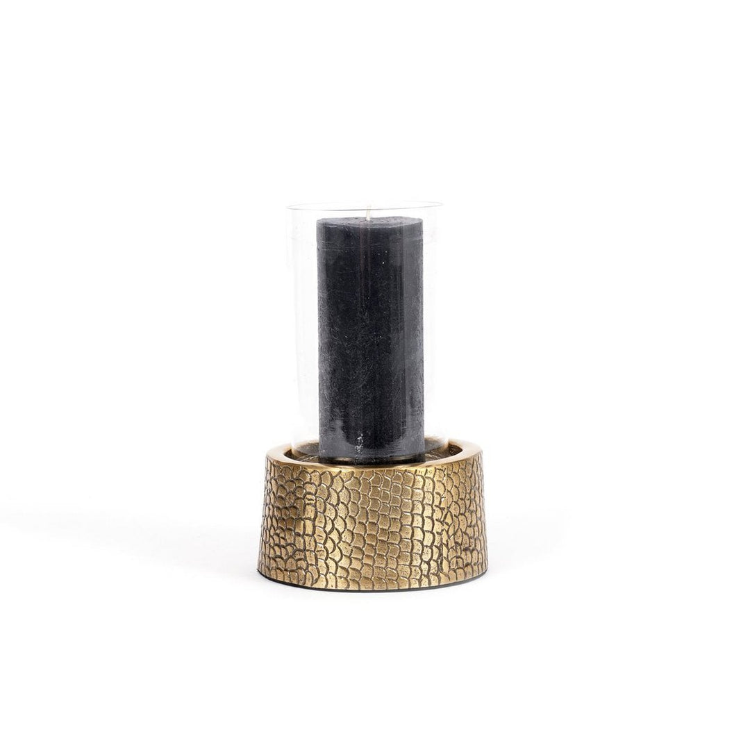 KROKO Kerzenhalter mit Glas - Messing M