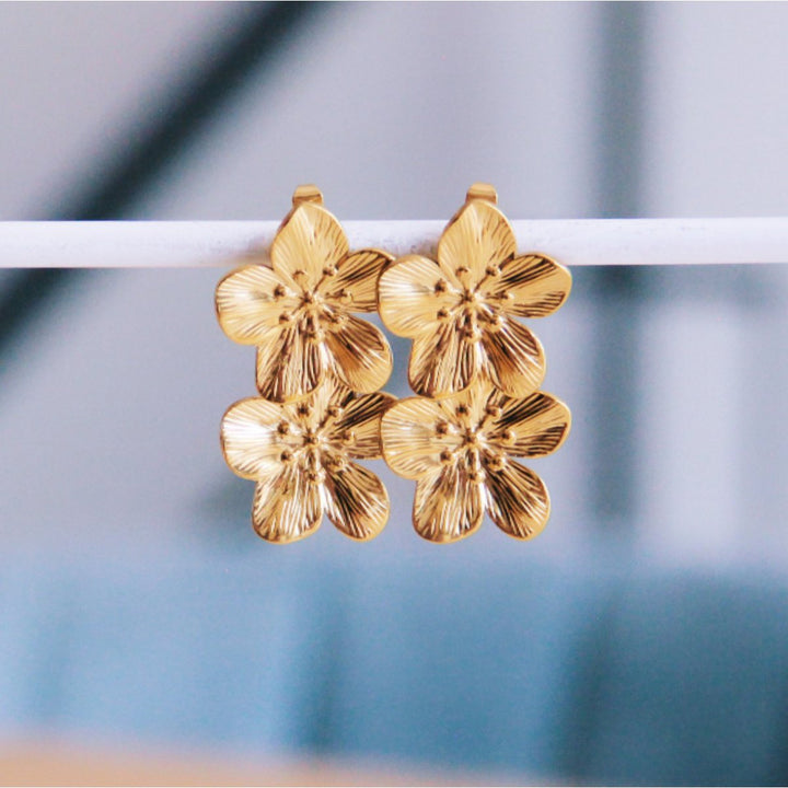Statement Ohrringe - FLOWERS klein - Gold