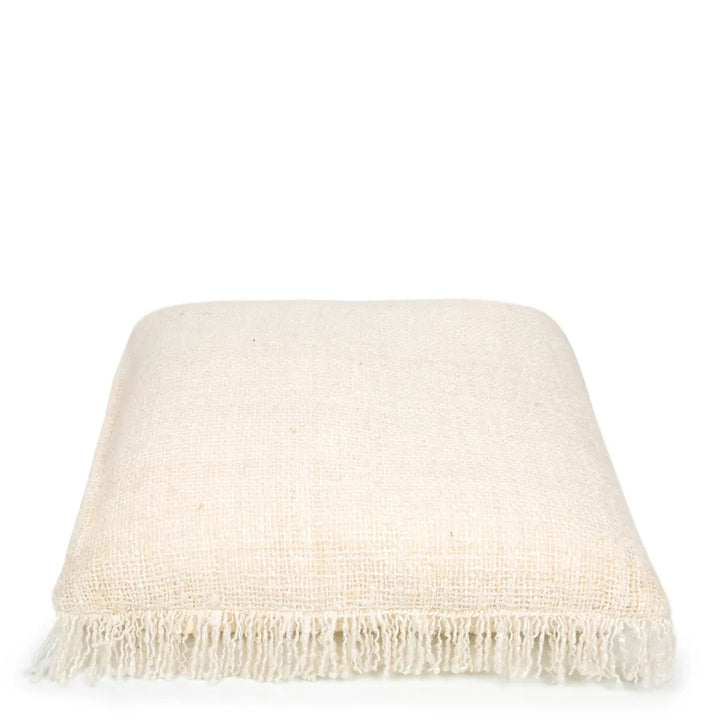 OH MY GEE Kissenbezug mit Fransen - Baumwolle Creme 60x60
