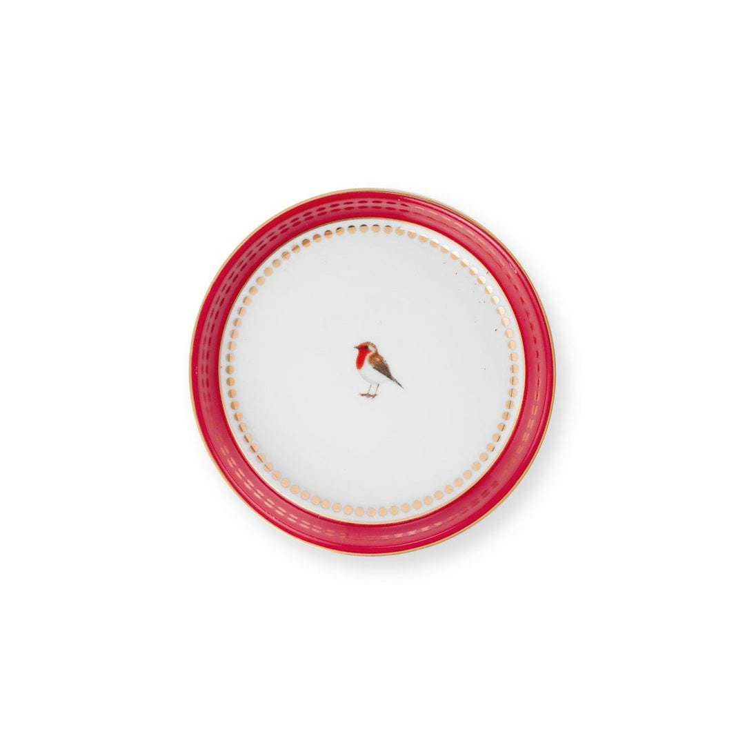 Tea for One LOVE BIRDS MEDALLION Stripes RED