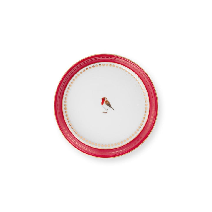 Tea for One LOVE BIRDS MEDALLION Stripes RED