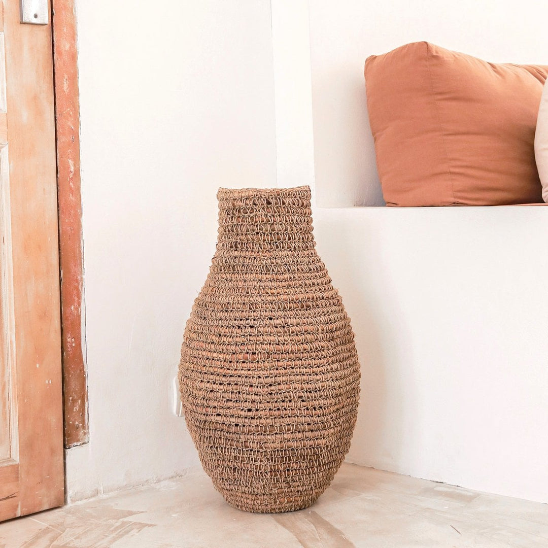 Gewebte Boho-Vase SAKRA - Bodenvase