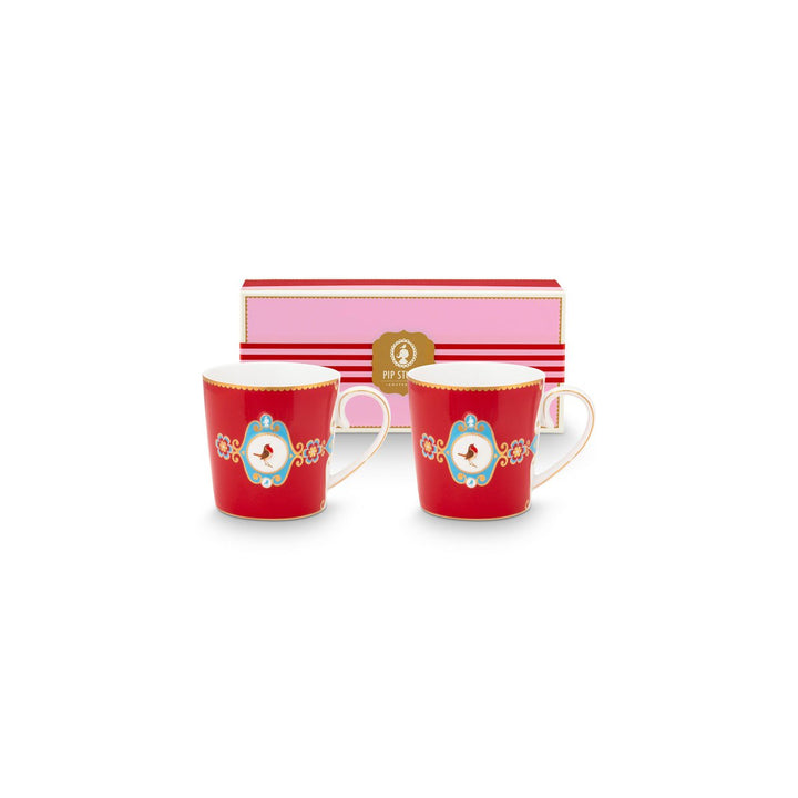 Tassen groß 2er-Set LOVE BIRDS MEDALLION RED
