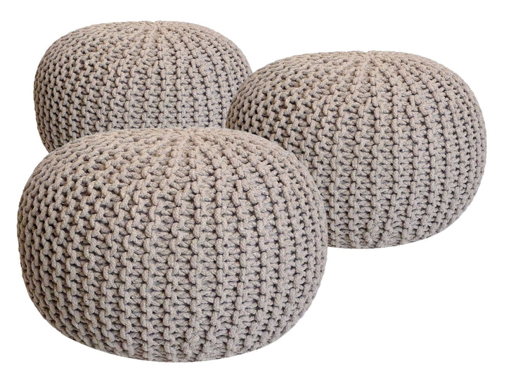 Sitzhocker - Dekohocker - Sitzpouf - Grobstrick Bodenkissen - Fußhocker - 3er-Set Ø55cm - div. Farben