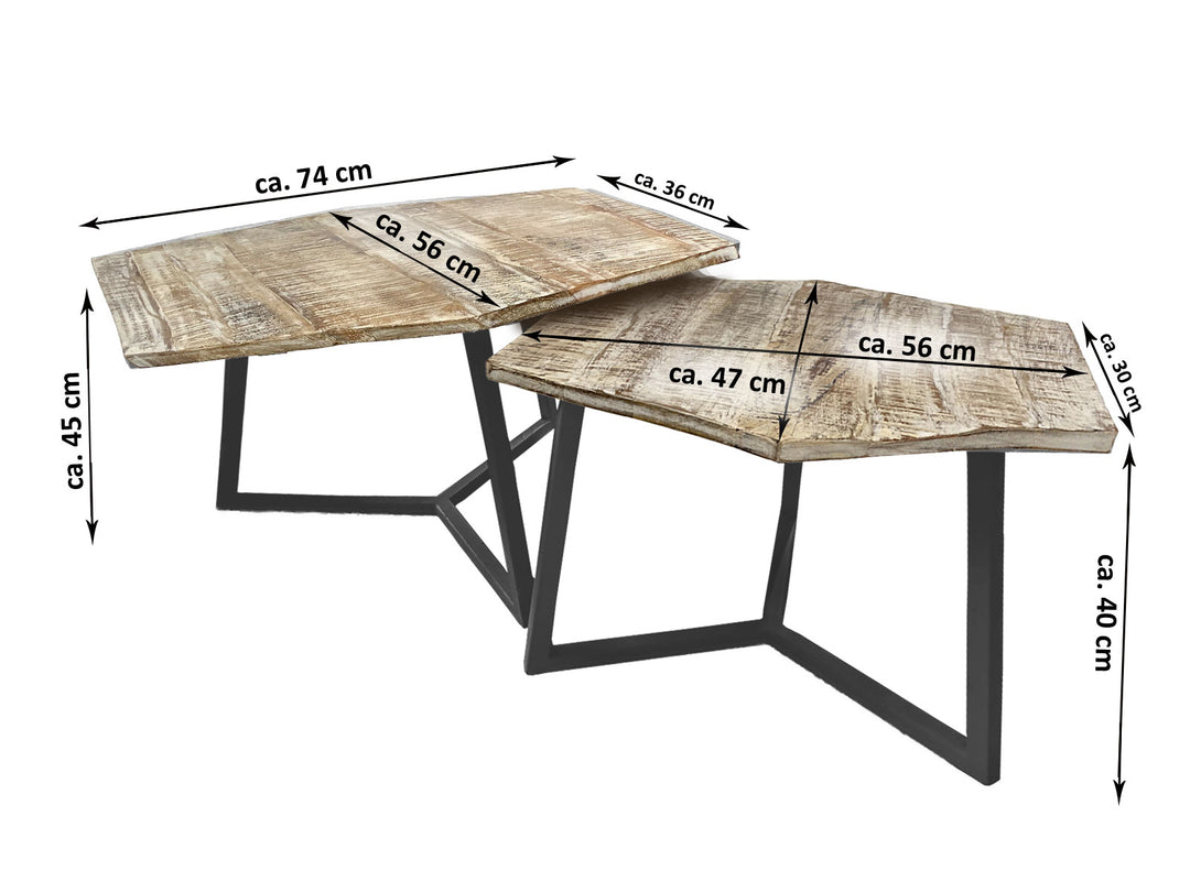 Couchtische - Beistelltische PARIS - Wohnzimmer Tisch - Holz Satztisch 2er-Set - 3 Varianten