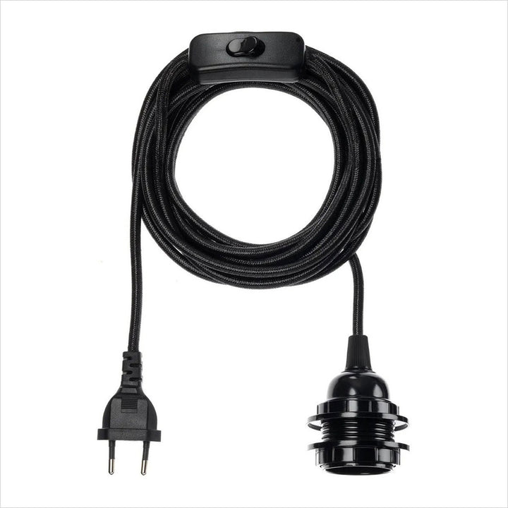 Fassung für Lampen - Kabel mit Kippschalter - schwarz/Baumwolle