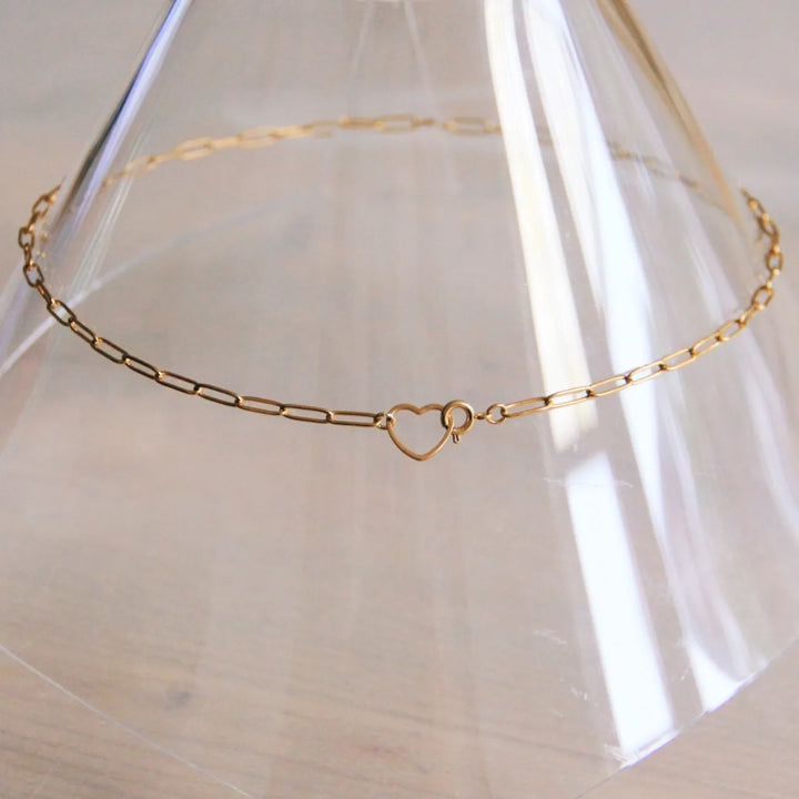 Halskette - D-Chain Glieder - Charm HEART - Gold