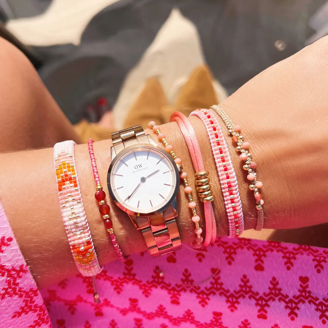 Armband - Miyuki - PEARLS & STONES - Pfirsich/Peach/Gold