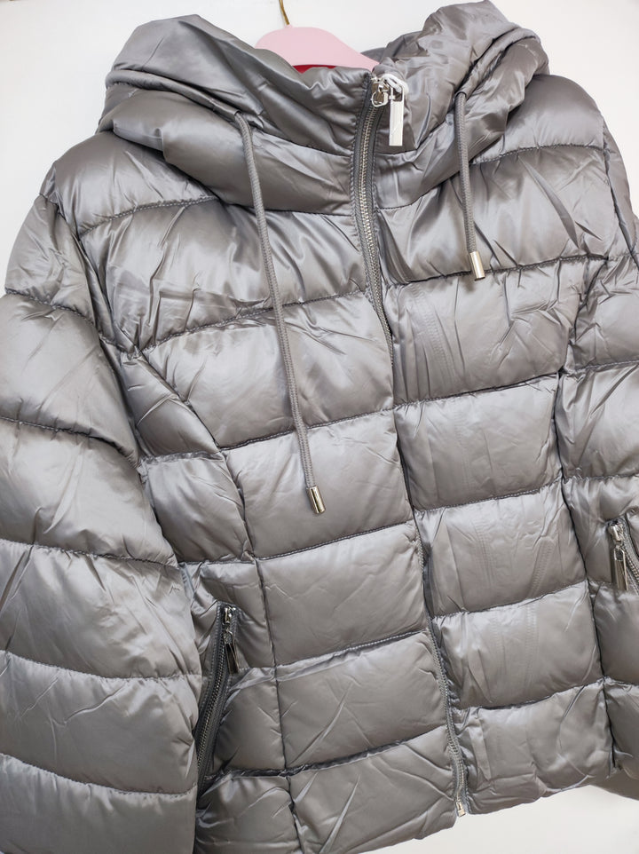 Jacke - Steppjacke - Pufferjacke - kurz, grau - 2XL/3XL