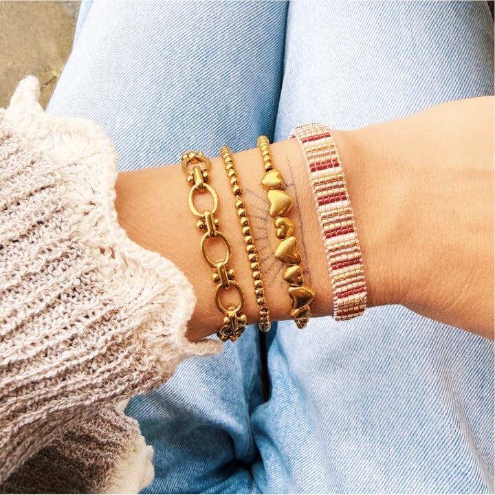 Armband - Miyuki-Perlen - STRIPES - Nude/Gold