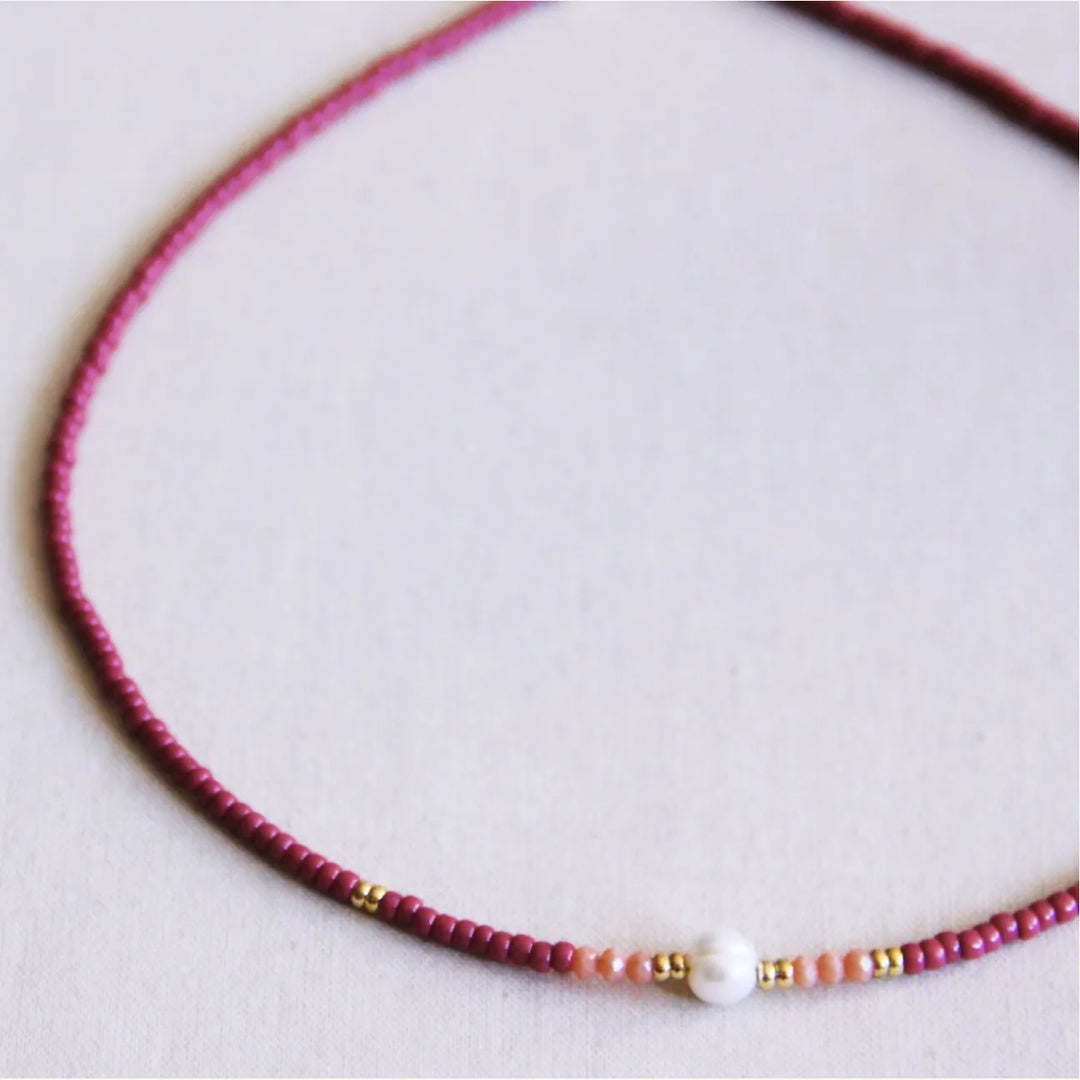 Halskette - Miyuki-Perlen - Sunkissed Cherry