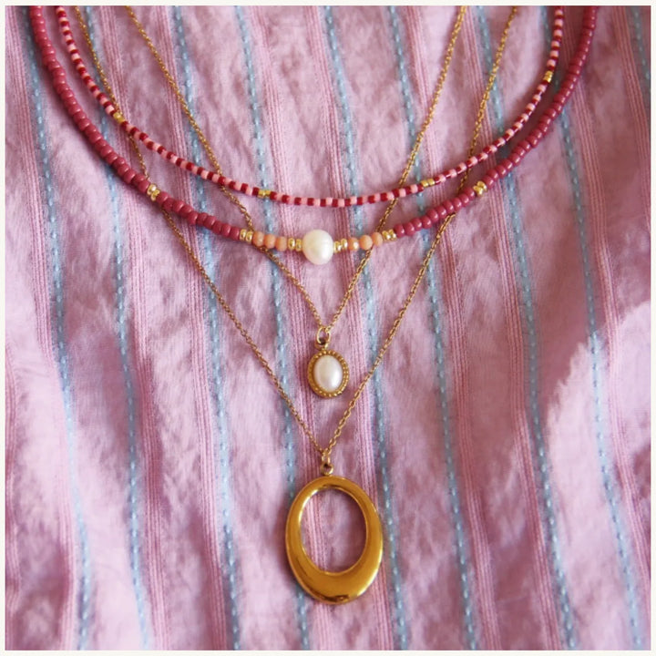 Halskette - Miyuki-Perlen - Pink Cherry Pop