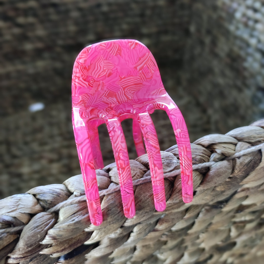 Haarklammer - Muster pink-rot – Trendige Haarspange für stilvolle Frisuren