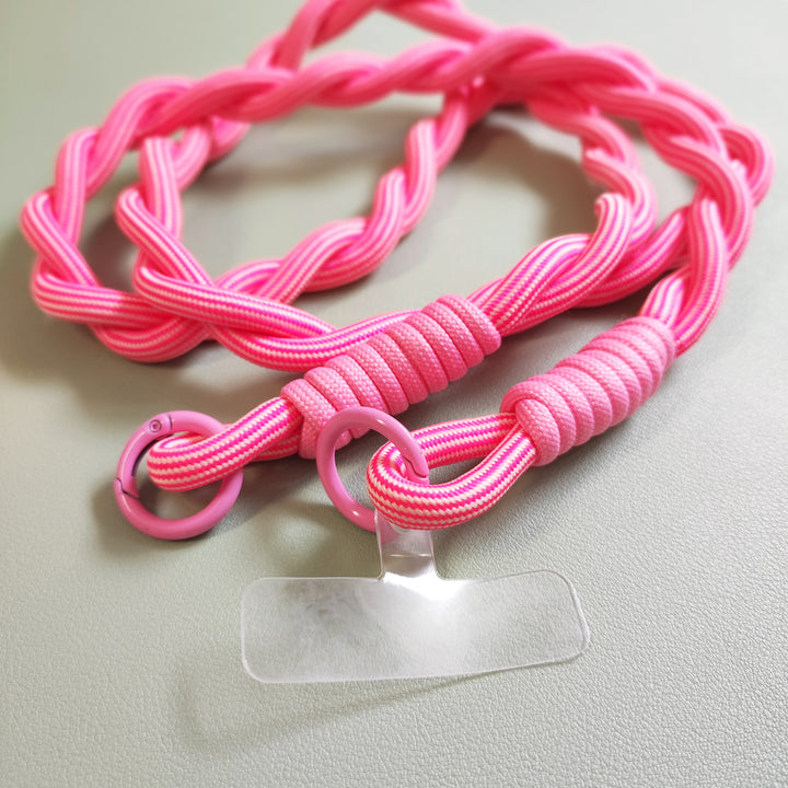 Handykette Swirl in neonrosa-weiß