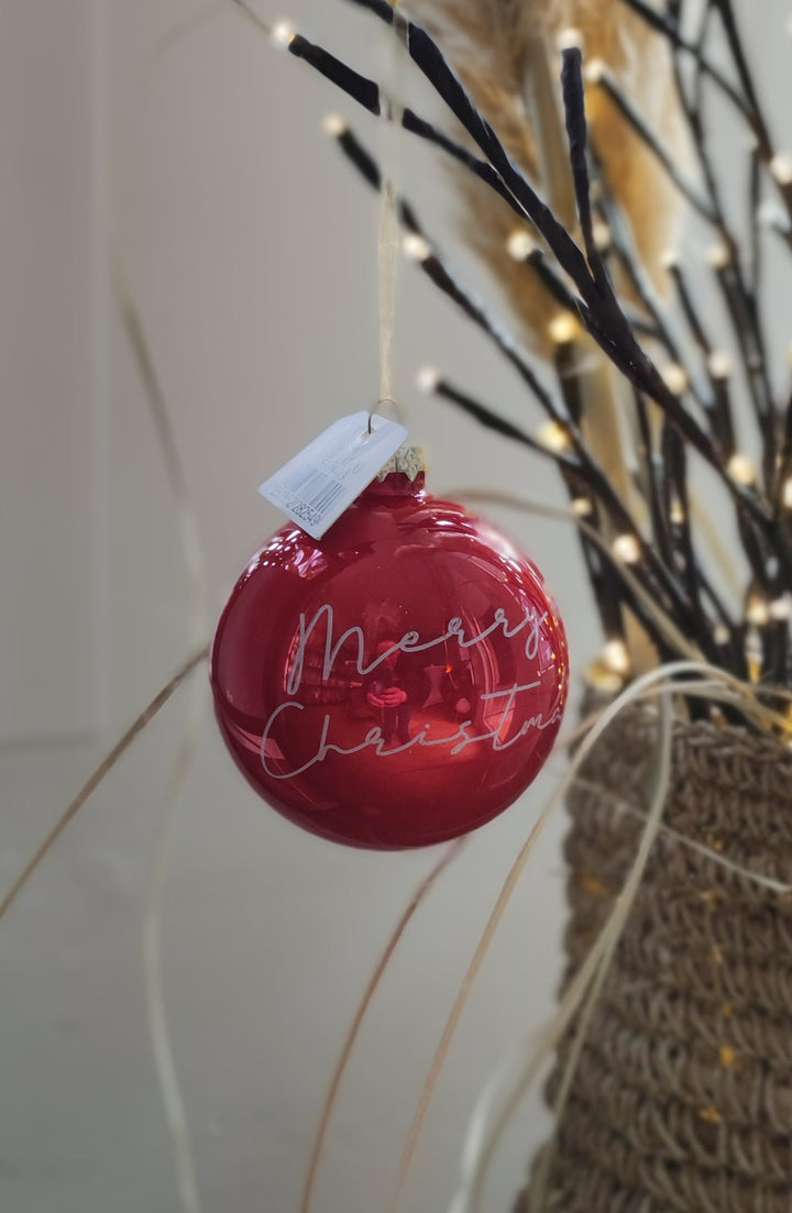 Glaskugel - Weihnachtsbaumdeko - MERRY CHRISTMAS Schriftzug
