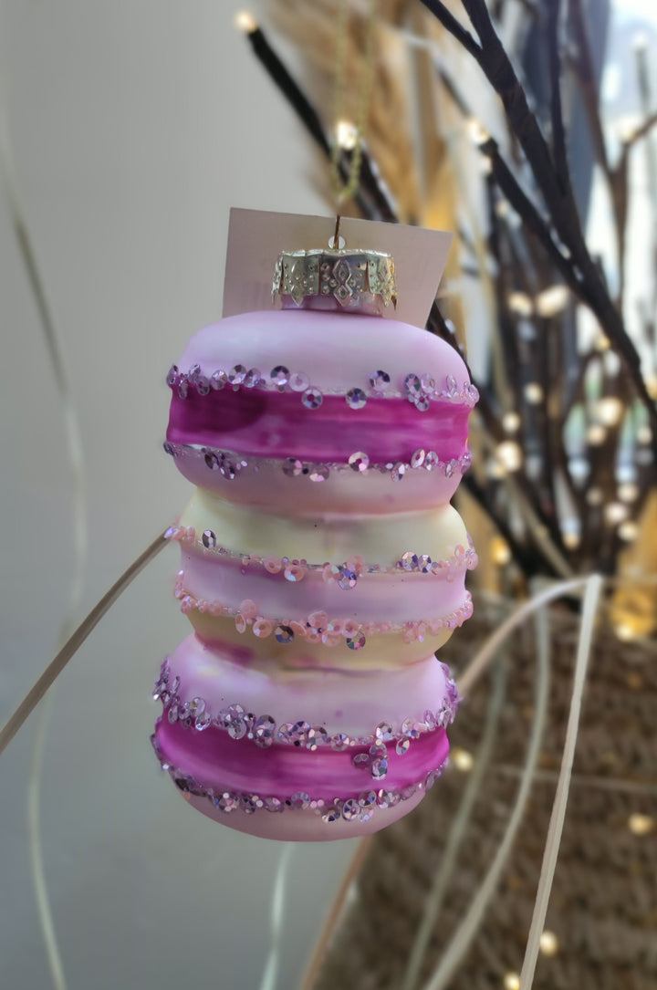 Glaskugel - Weihnachtsbaumdeko - MACARONS rosa-pink
