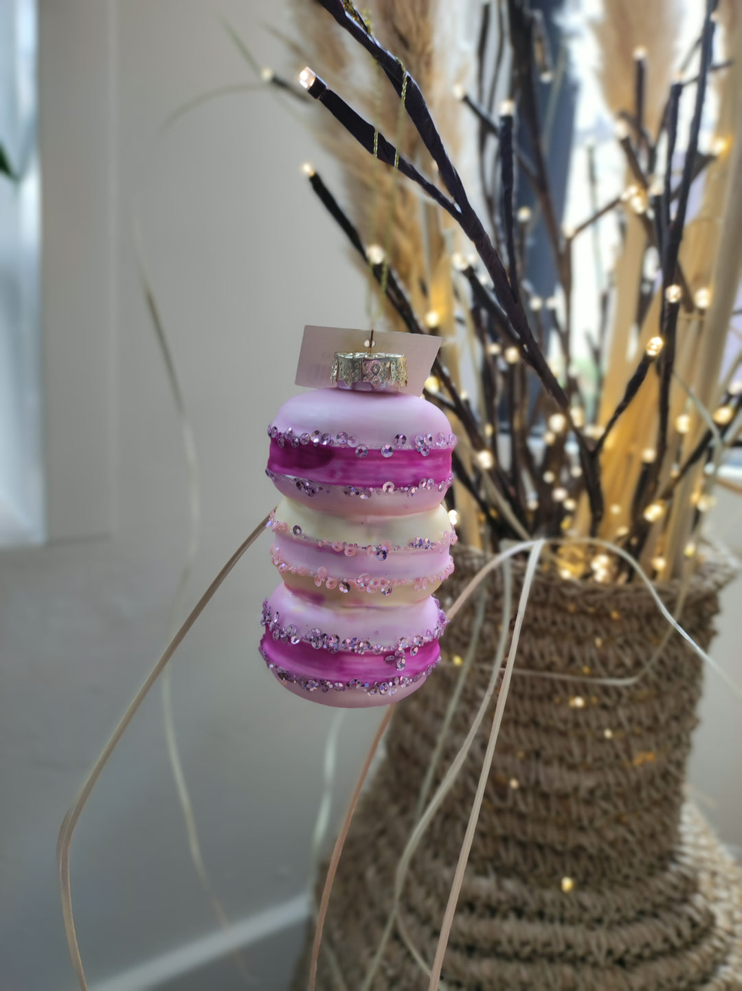 Glaskugel - Weihnachtsbaumdeko - MACARONS rosa-pink