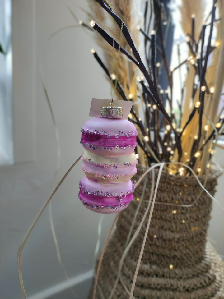 Glaskugel - Weihnachtsbaumdeko - MACARONS rosa-pink