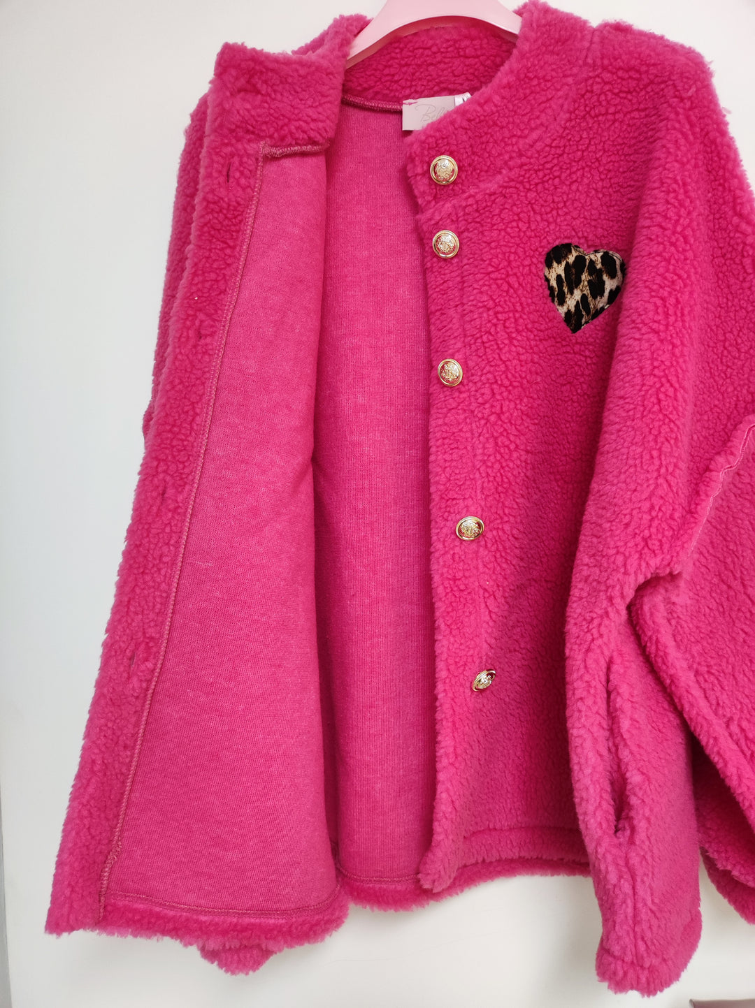 Jacke TEDDY - Oversize Cardigan - Leo Herz Patch - div. Farben
