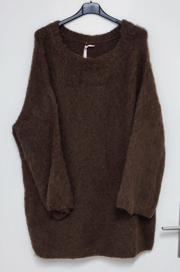 Longpullover - Boucle Pullover - Pulloverkleid - Strickkleid - div. Farben