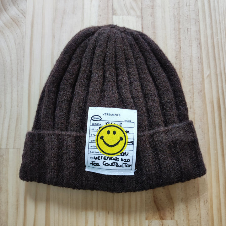 Mütze/Beanie - Smiley Patch - dunkelbraun