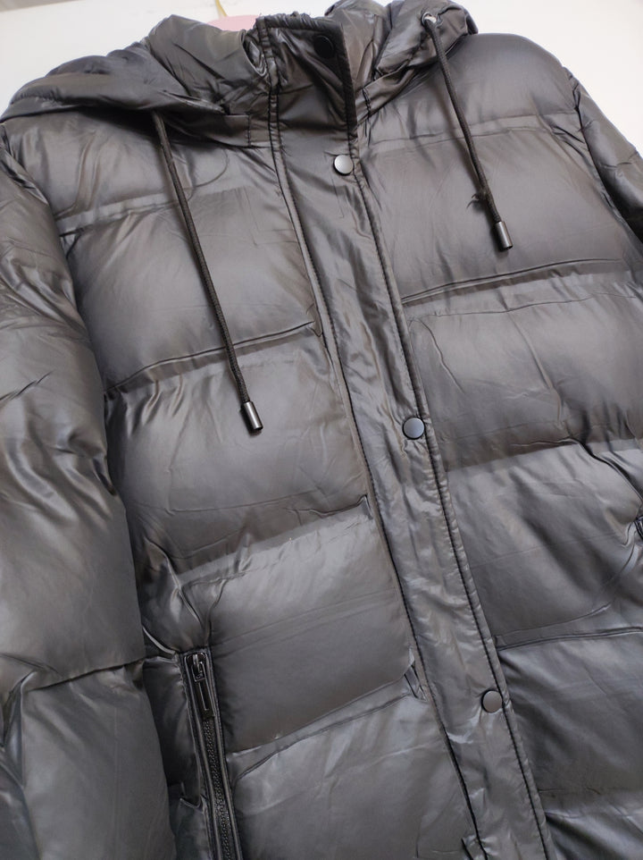 Mantel - Steppmantel - Puffermantel - lang, schwarz - L/XL