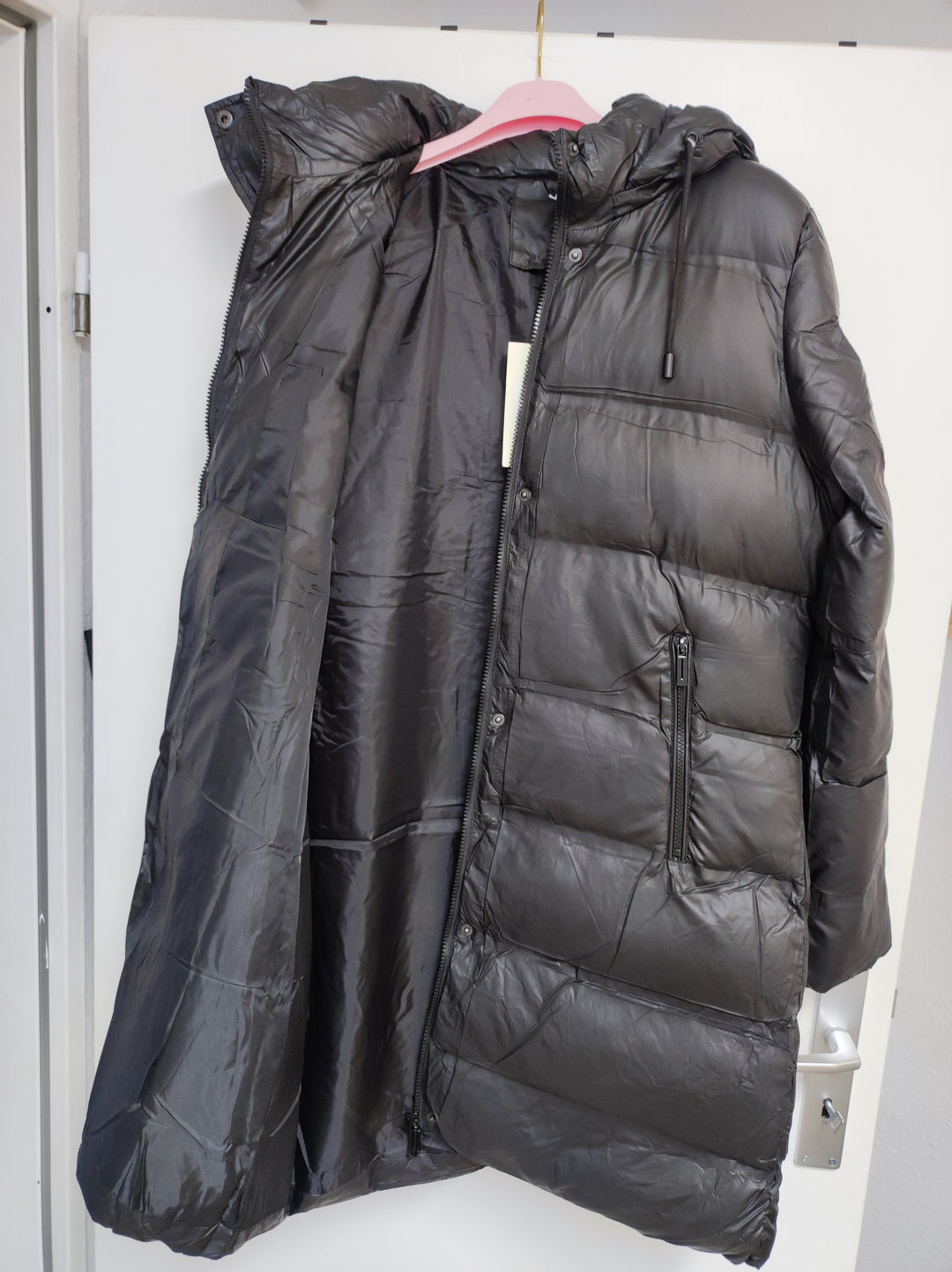 Mantel - Steppmantel - Puffermantel - lang, schwarz - L/XL