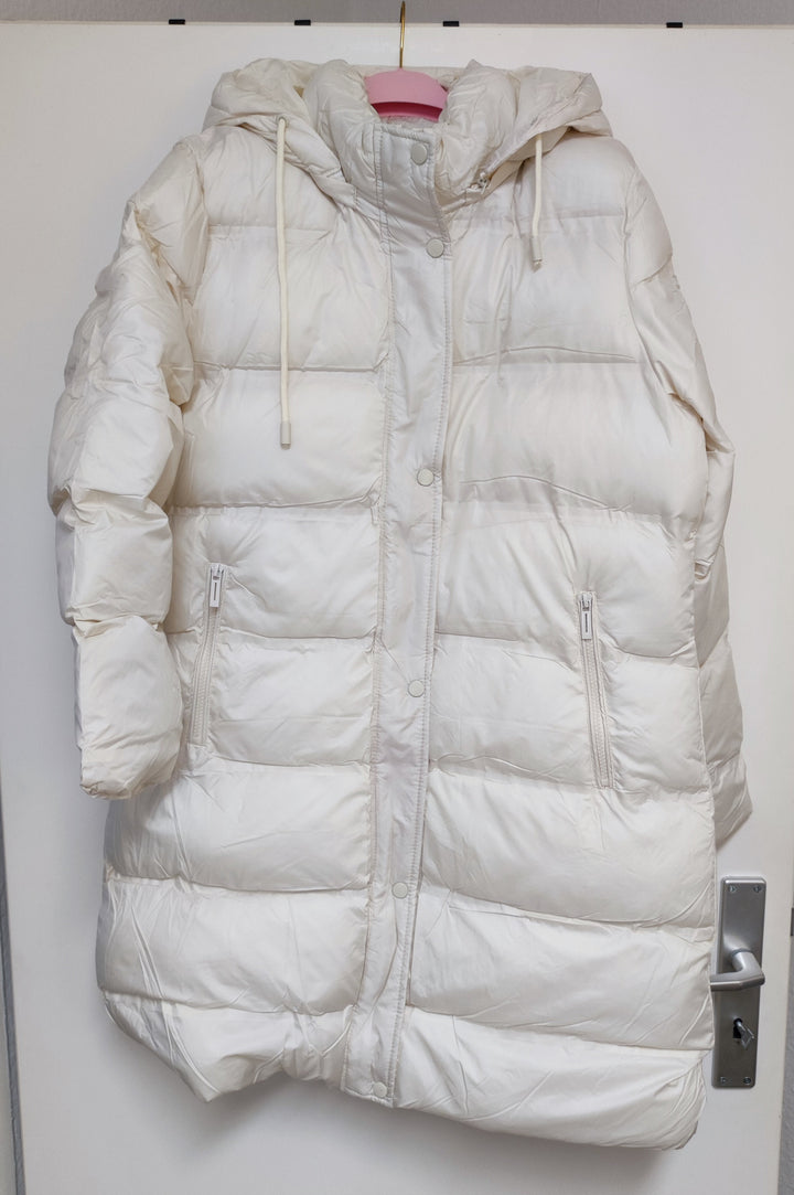 Mantel - Steppmantel - Puffermantel - lang, creme - S/M