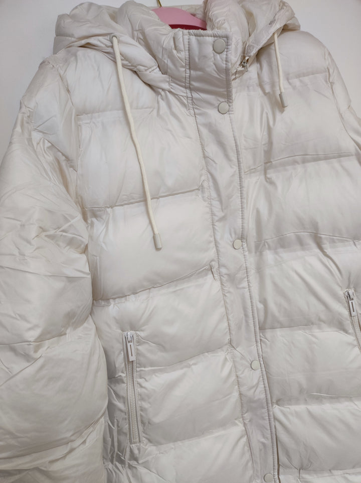 Mantel - Steppmantel - Puffermantel - lang, creme - S/M