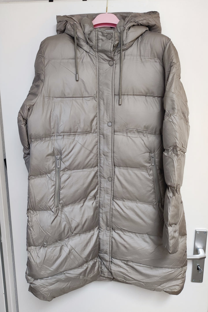 Mantel - Steppmantel - Puffermantel - lang, beige - L/XL