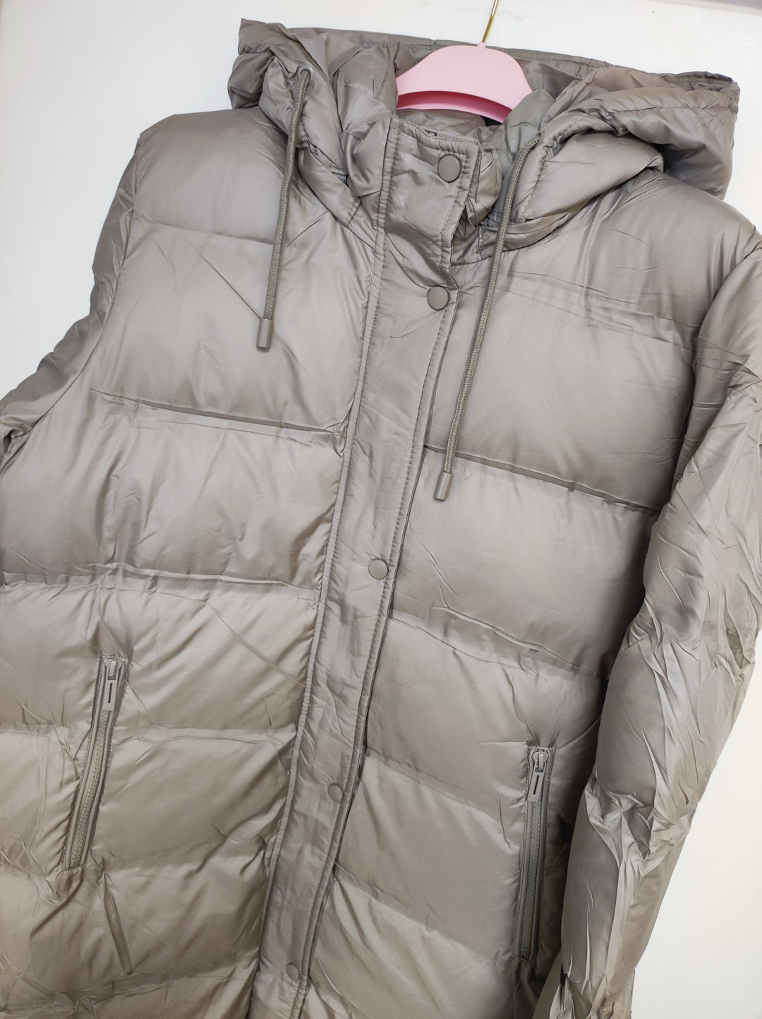 Mantel - Steppmantel - Puffermantel - lang, beige - L/XL