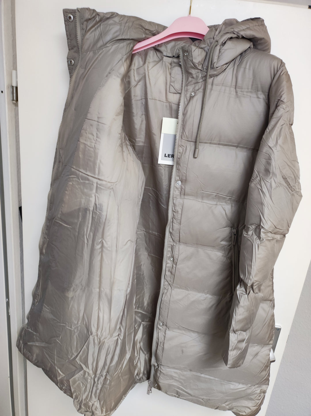 Mantel - Steppmantel - Puffermantel - lang, beige - L/XL