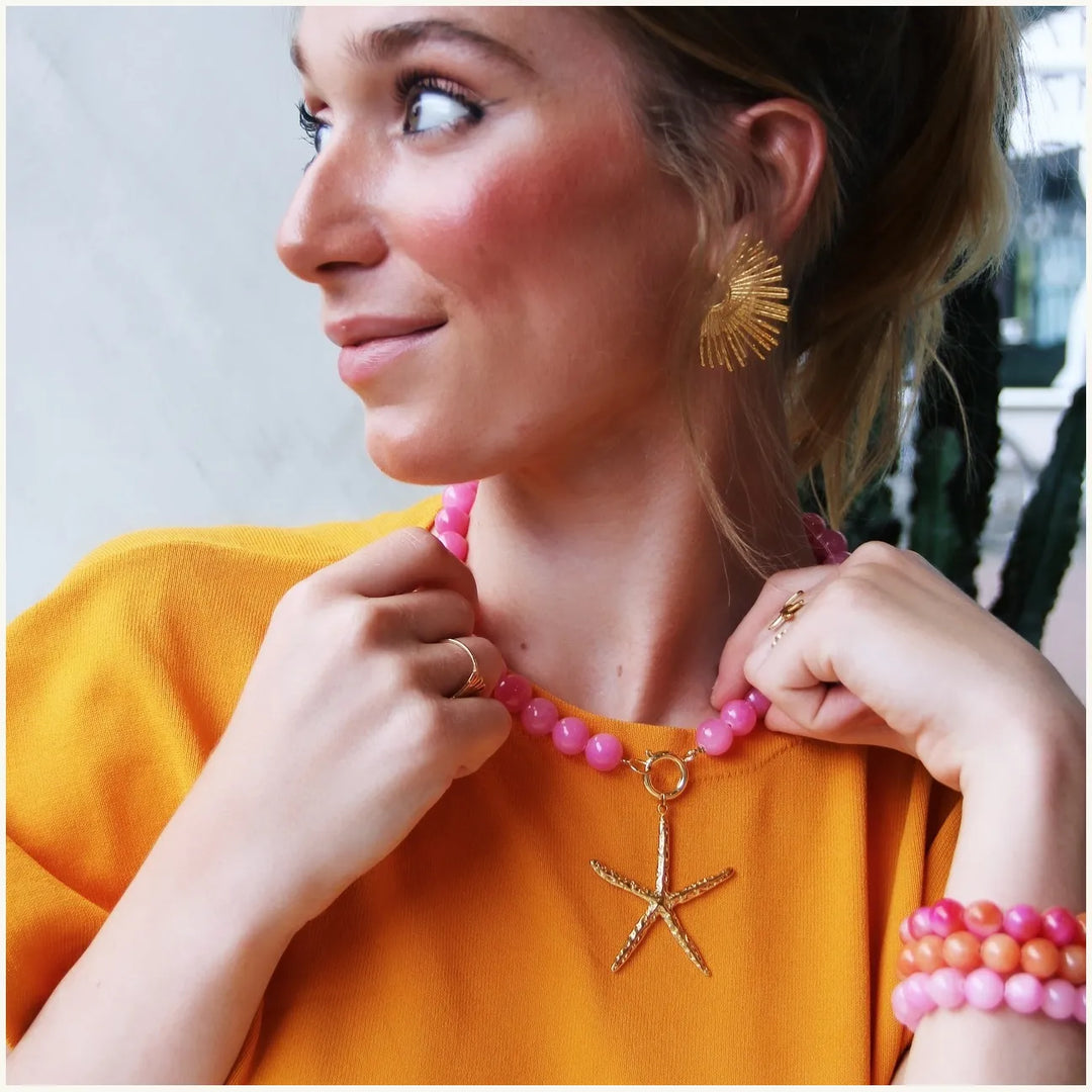 Halskette - Perlenkette XL - Fuchsia