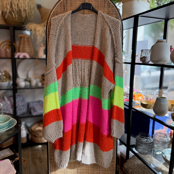 Cardigan / Strickjacke PEACE - beige / neon