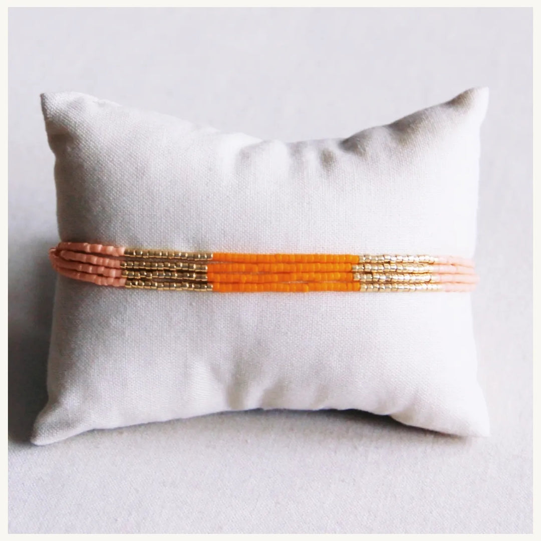 Armband - Miyuki - Colorblock Lachs/Orange/Gold