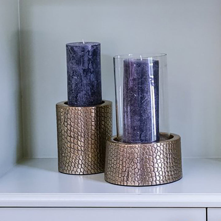 KROKO Kerzenhalter mit Glas - Messing M