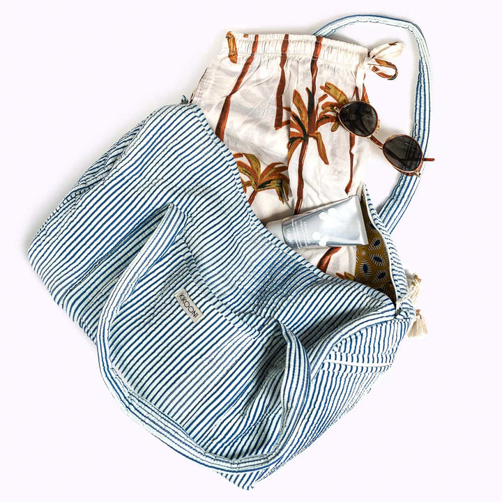 handgemachte große Baumwolltasche SEASIDE - Sporttasche - Strandtasche - Wochenendtasche