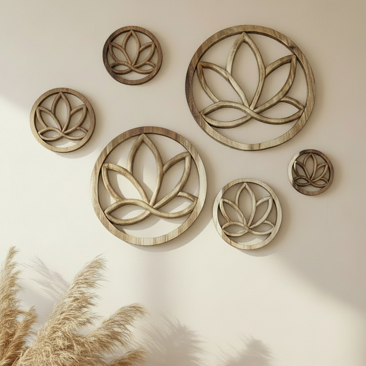 Woodcarving LOTUS - Yoga Holzdeko