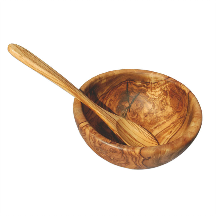 Müslischale aus Olivenholz Ø 14 cm inkl. Esslöffel