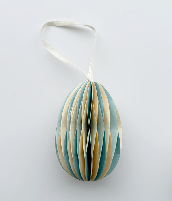 Ostern Ei - Dekoanhänger - Waben - Papier blau/gelb