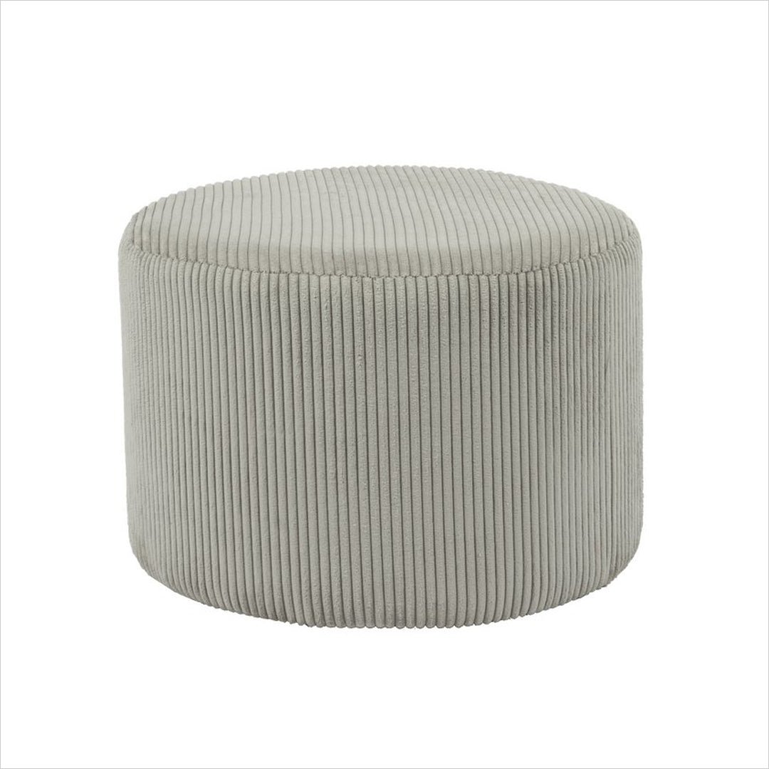 Hocker BORNHOLM - Sitzhocker - Pouf - Rund Cord Hellgrau